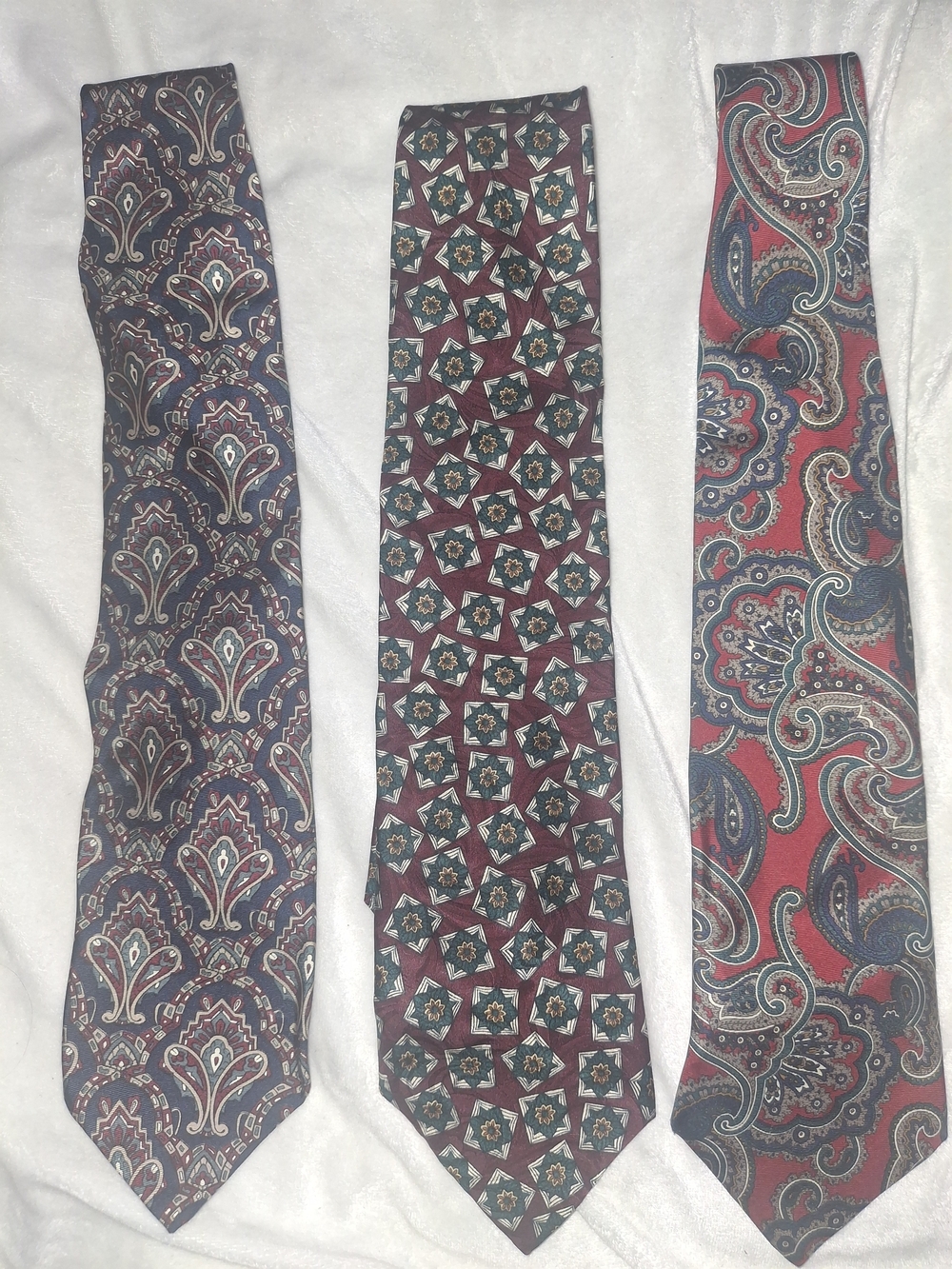 Pierre Balmain Burgundy and Navy Patterned Neckties - Set of Three
